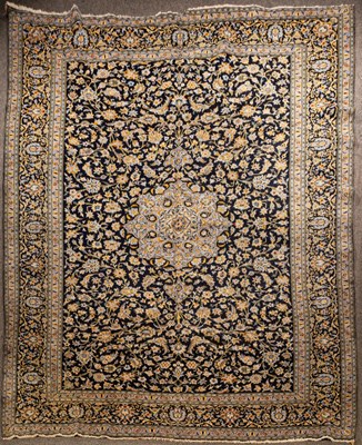 Lot 914 - A Kashan carpet, central Persia, indigo field...