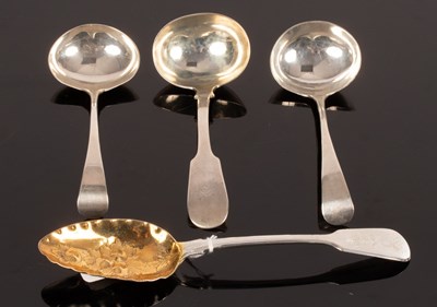 Lot 23 - A George III fiddle pattern silver sauce ladle,...