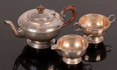 Lot 46 - A three-piece silver tea service, SLD,...