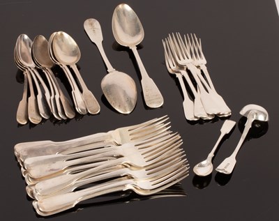 Lot 58 - A matched silver fiddle pattern table service,...