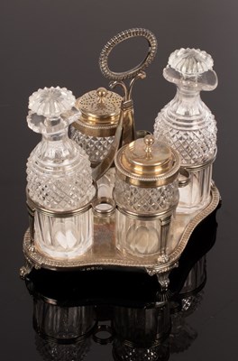 Lot 66 - A George III four-piece silver cruet stand,...