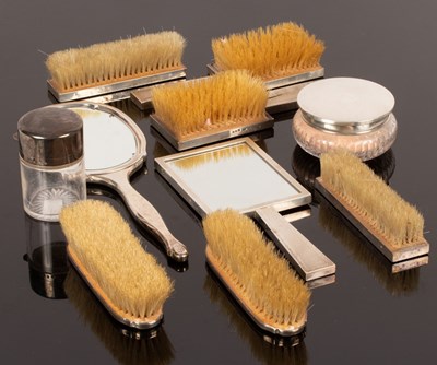 Lot 93 - An Art Deco silver dressing table set,...