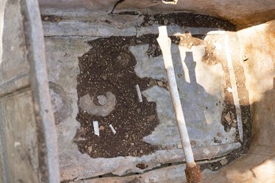Lot 1101 - A Charles II rectangular lead cistern, dated...