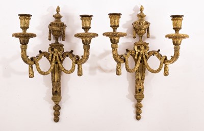 Lot 1278 - A pair of 19th Century ormolu two-branch wall...