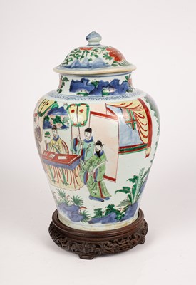 Lot 30 - A wucai jar and cover of baluster form