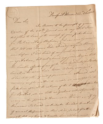 Lot 811 - The Correspondence of John Cartwright (1740-1824, Political Reformer)