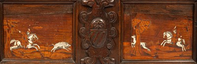 Lot 417 - A South German or North Italian ivory inlaid hall bench or settle