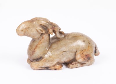 Lot 23 - A Chinese jade carving of a recumbent stag