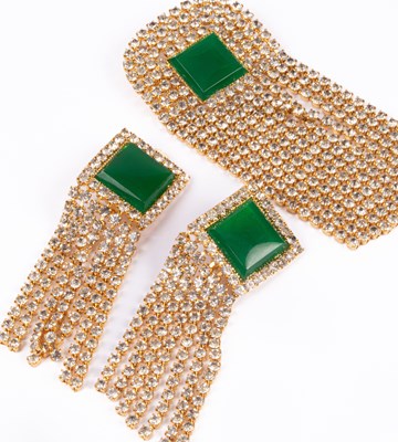 Lot 75 - A pair of Art Deco style yellow metal earrings