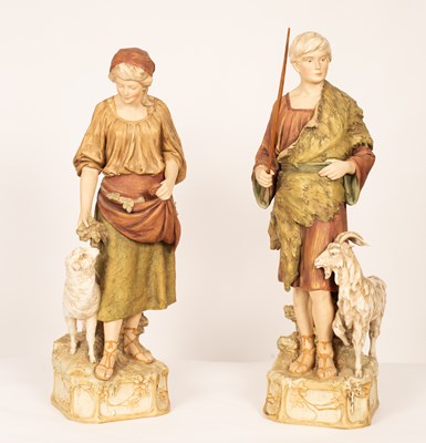 Lot 154 - A pair of Royal Dux figures of a shepherd and shepherdess