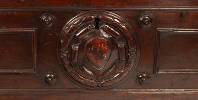 Lot 517 - A 17th Century Italian walnut carved and panelled cassone