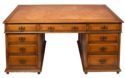 Lot 611 - An oak pedestal desk