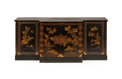 Lot 54 - A 19th Century ebonised breakfront dwarf cabinet