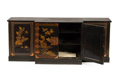 Lot 54 - A 19th Century ebonised breakfront dwarf cabinet