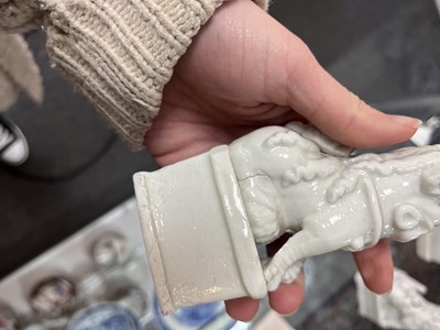 Lot 23 - A Chinese blanc de chine figure of a dog of Fo