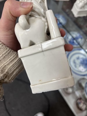 Lot 23 - A Chinese blanc de chine figure of a dog of Fo