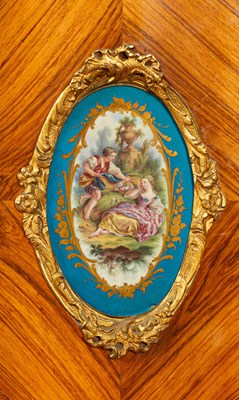 Lot 53 - A Victorian ormolu mounted tulipwood and kingwood desk in the Louis XV style
