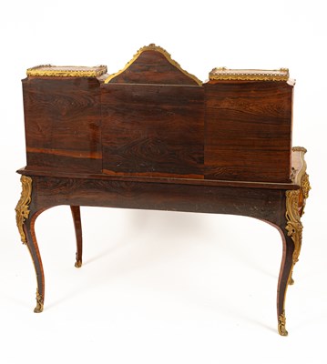 Lot 53 - A Victorian ormolu mounted tulipwood and kingwood desk in the Louis XV style