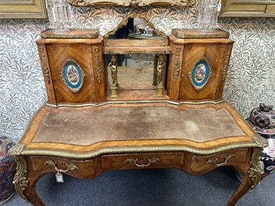 Lot 53 - A Victorian ormolu mounted tulipwood and kingwood desk in the Louis XV style