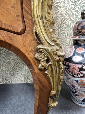 Lot 53 - A Victorian ormolu mounted tulipwood and kingwood desk in the Louis XV style