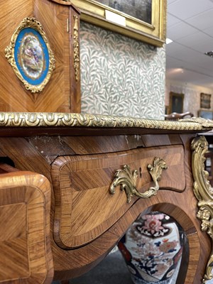 Lot 53 - A Victorian ormolu mounted tulipwood and kingwood desk in the Louis XV style
