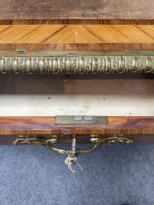 Lot 53 - A Victorian ormolu mounted tulipwood and kingwood desk in the Louis XV style