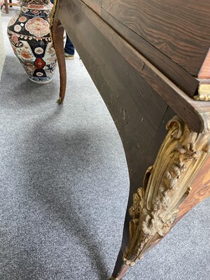 Lot 53 - A Victorian ormolu mounted tulipwood and kingwood desk in the Louis XV style