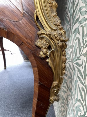 Lot 53 - A Victorian ormolu mounted tulipwood and kingwood desk in the Louis XV style