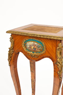 Lot 47 - A Louis XV style ormolu mounted kingwood and tulipwood gueridon