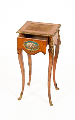 Lot 47 - A Louis XV style ormolu mounted kingwood and tulipwood gueridon