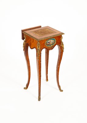 Lot 47 - A Louis XV style ormolu mounted kingwood and tulipwood gueridon