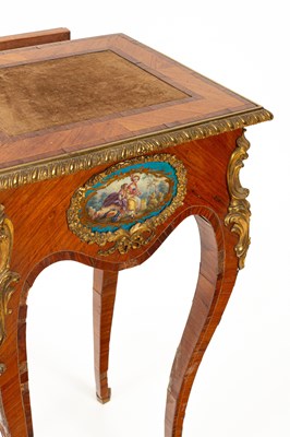 Lot 47 - A Louis XV style ormolu mounted kingwood and tulipwood gueridon