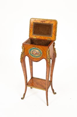 Lot 48 - A Louis XV style ormolu mounted kingwood and tulipwood two tier gueridon