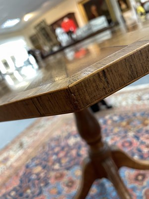 Lot 111 - A late George III rosewood banded exotic specimen wood octagonal breakfast table