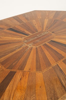 Lot 111 - A late George III rosewood banded exotic specimen wood octagonal breakfast table