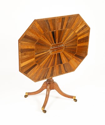 Lot 111 - A late George III rosewood banded exotic specimen wood octagonal breakfast table