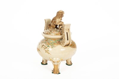 Lot 24 - A Japanese Satsuma incense burner and cover