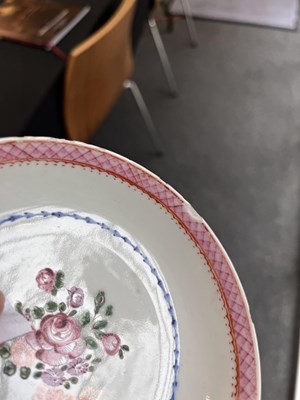 Lot 81 - A set of three Chinese famille rose tea bowls and saucers