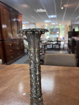 Lot 196 - Royal Interest: A pair of William IV silver candlesticks