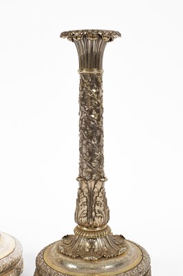Lot 196 - Royal Interest: A pair of William IV silver candlesticks