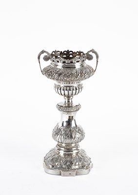 Lot 62 - A Continental white metal campana urn