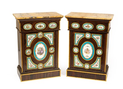 Lot 51 - A pair of Napoleon III calamander pier cabinets