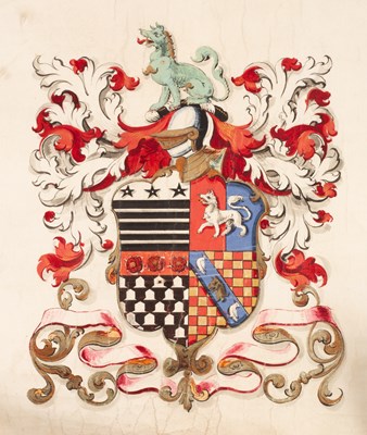 Lot 1 - Vellum Scroll of 'The Genealogy of the antient family of Medley of Warwickshire'