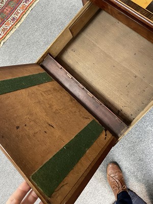 Lot 19 - A Regency rosewood banded ebony and boxwood strung games Pembroke table