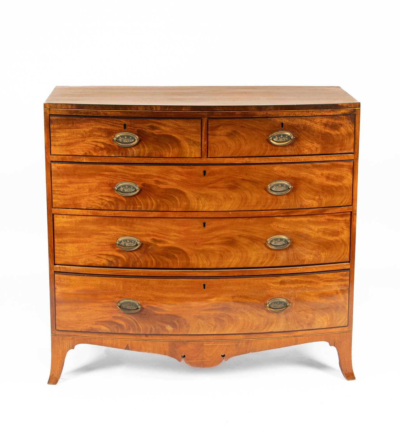 Lot 75 - A Regency ebony strung mahogany bowfront chest