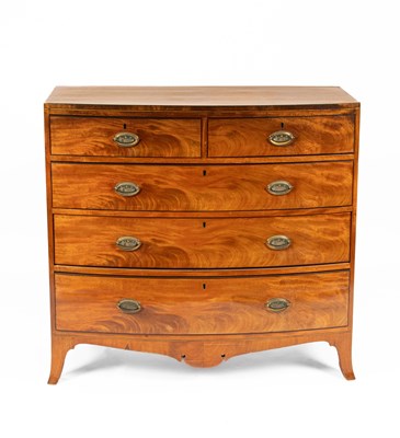Lot 75 - A Regency ebony strung mahogany bowfront chest