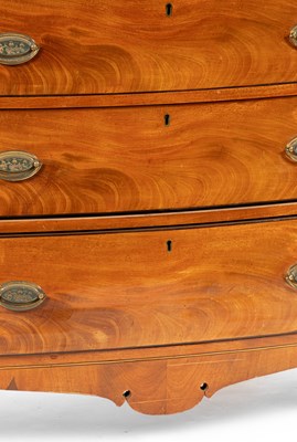 Lot 75 - A Regency ebony strung mahogany bowfront chest