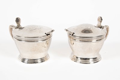 Lot 39 - A near pair of silver mustard pots