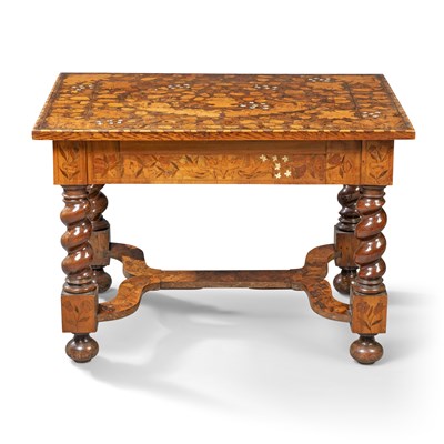 Lot 16 - A Dutch bone, fruitwood and olivewood marquetry walnut centre table