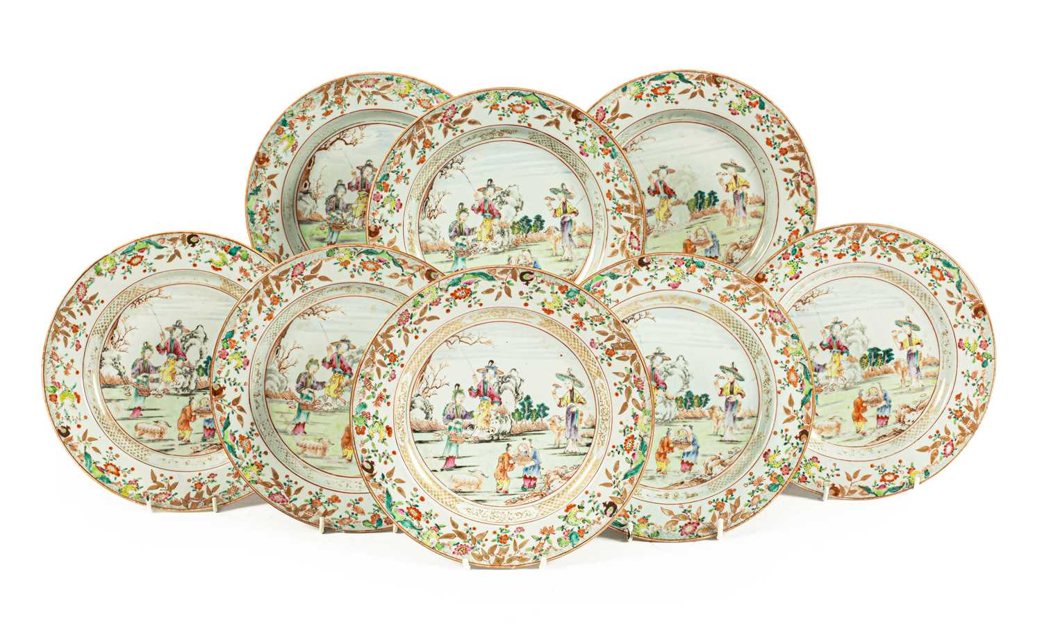 Lot 20 - A set of eight Chinese famille rose plates